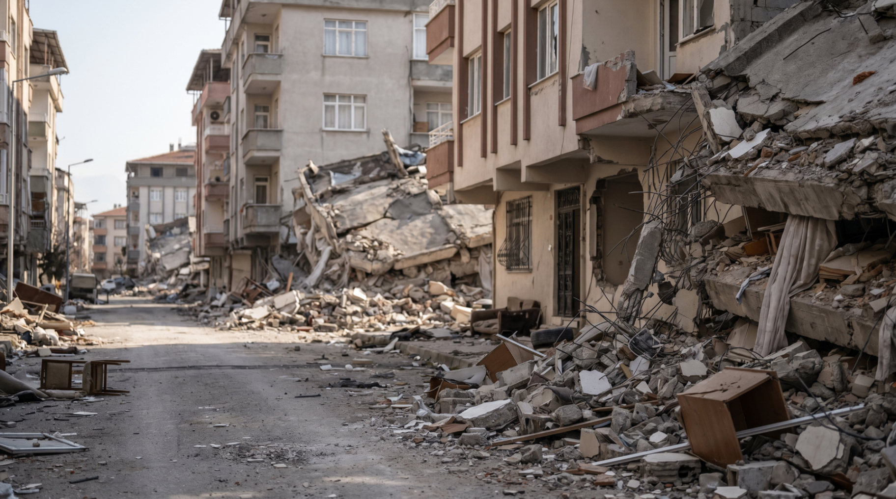 Streets lined with collapsed homes after relentless bombardment